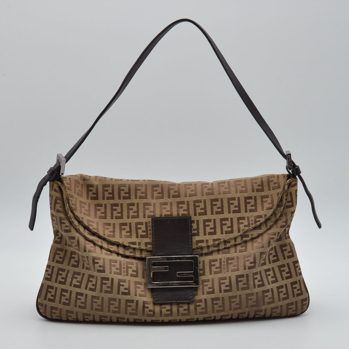 Fendi Baguette toile Zucchino jacquard marron