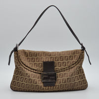 Fendi Baguette toile Zucchino jacquard marron