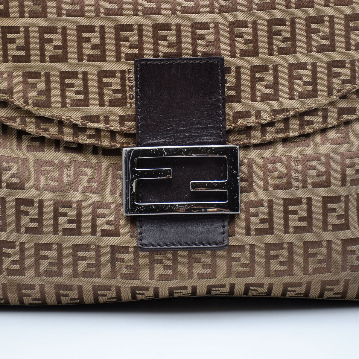 Fendi Baguette toile Zucchino jacquard marron
