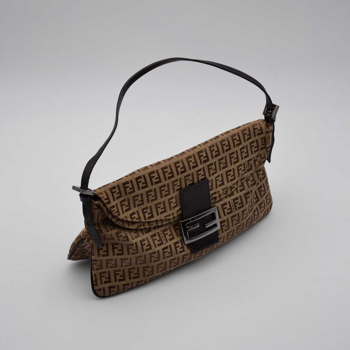 Fendi Baguette toile Zucchino jacquard marron