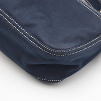 Sac Fendi Baguette Toile Bleu Marine Fermoir FF Émail Vintage