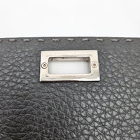 Portefeuille Fendi Selleria Cuir Grainé Gris Anthracite Unisexe