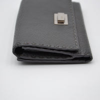 Portefeuille Fendi Selleria Cuir Grainé Gris Anthracite Unisexe