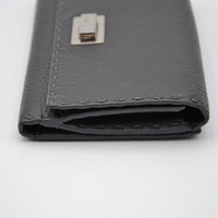 Portefeuille Fendi Selleria Cuir Grainé Gris Anthracite Unisexe