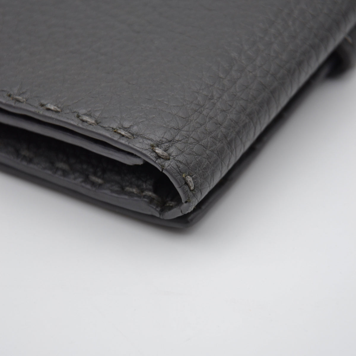 Portefeuille Fendi Selleria Cuir Grainé Gris Anthracite Unisexe