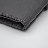 Portefeuille Fendi Selleria Cuir Grainé Gris Anthracite Unisexe