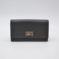 Portefeuille Fendi Selleria Cuir Grainé Gris Anthracite Unisexe
