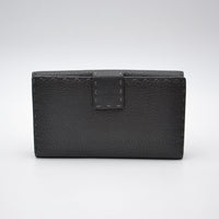 Portefeuille Fendi Selleria Cuir Grainé Gris Anthracite Unisexe