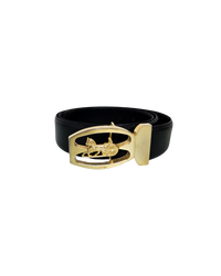 Celine Black Leather Belt horsecarriage buckle T.40