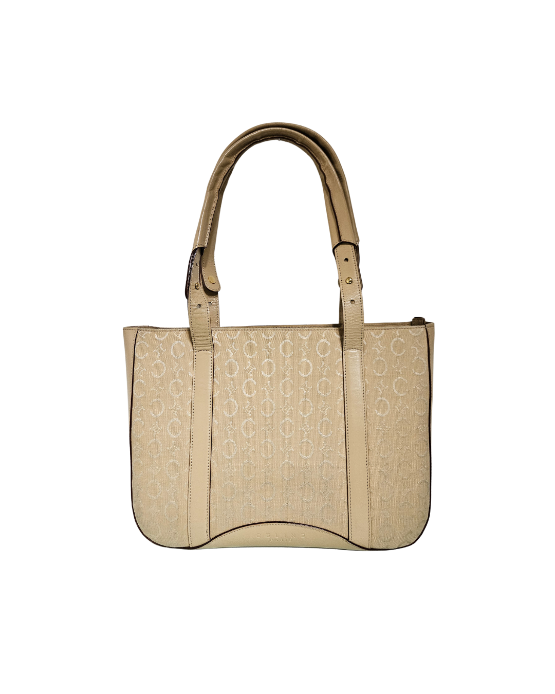 Celine Beige Tote Bag with Leather Trim