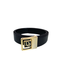 Dior Leather Belt with Gold Logo Buckle  T.36
