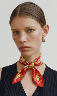 Salvatore Ferragamo Red & Yellow Cotton Bandana Scarf