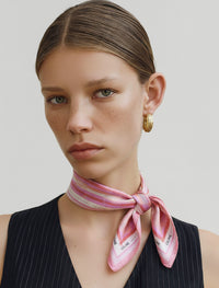 Celine Pink Cotton Scarf – Triomphe Logo & Stripes