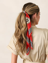 Vintage Fendi Red Logo Silk Scarf