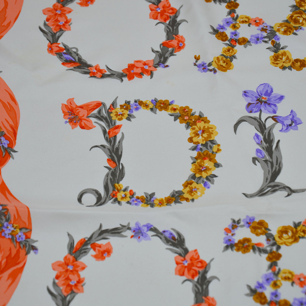 Foulard Christian Dior Vintage Soie Fleurs et Rubans