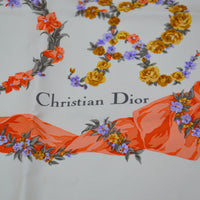 Foulard Christian Dior Vintage Soie Fleurs et Rubans