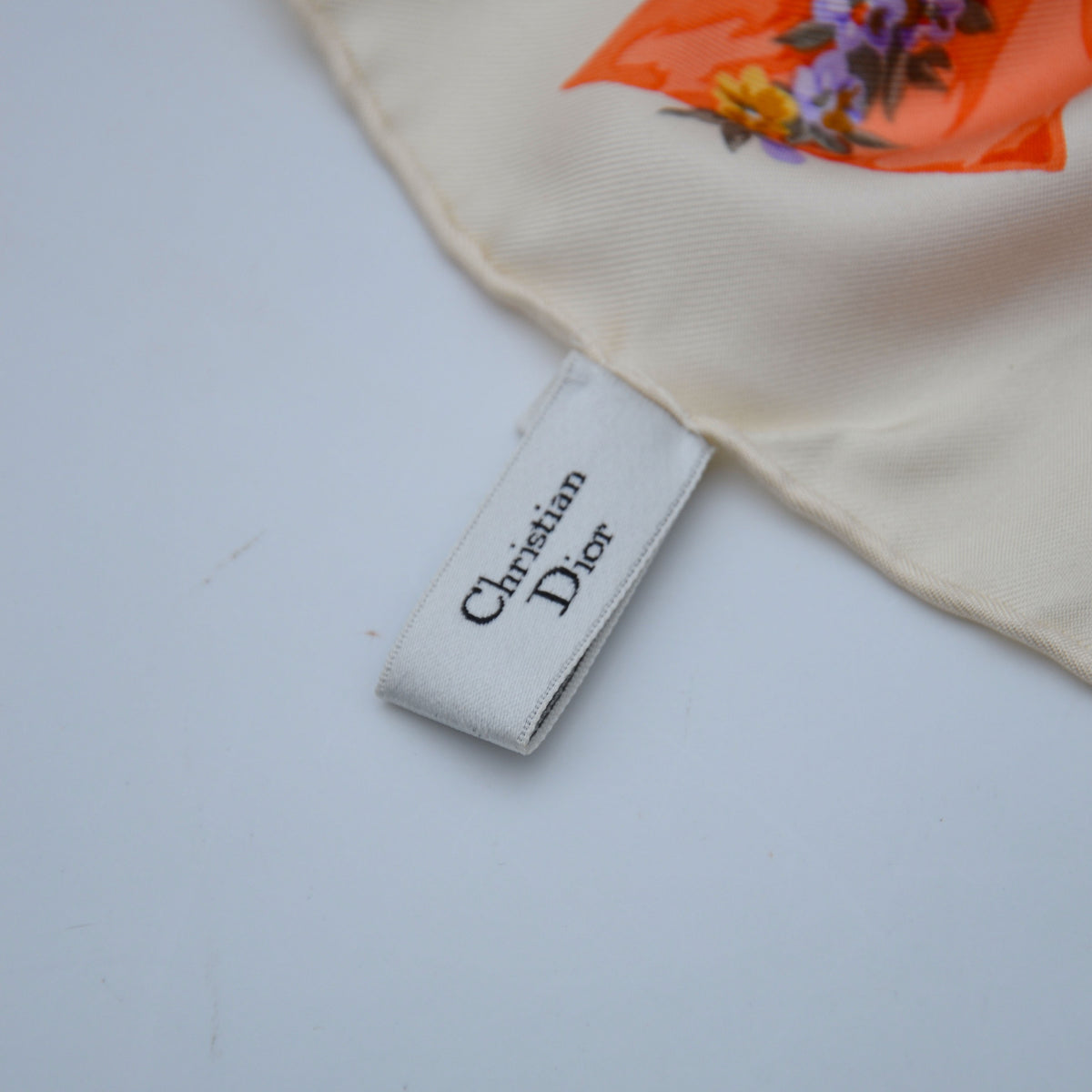 Foulard Christian Dior Vintage Soie Fleurs et Rubans
