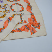 Foulard Christian Dior Vintage Soie Fleurs et Rubans