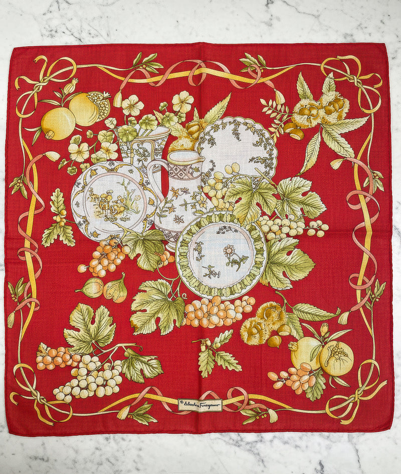 Salvatore Ferragamo Red & Yellow Cotton Bandana Scarf