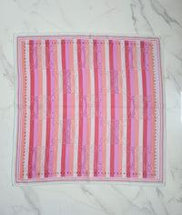 Celine Pink Cotton Scarf – Triomphe Logo & Stripes
