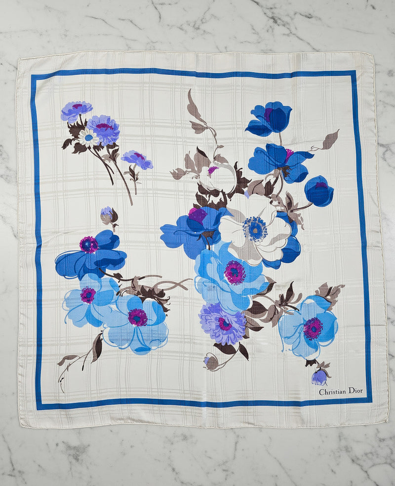Vintage Christian Dior Floral Silk Scarf