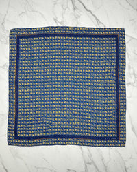 Celine Cotton Scarf  – Navy Blue with Gold Motif