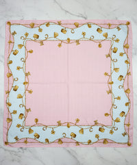 Celine Cotton Scarf  – Pink & White with Golden Charm Print