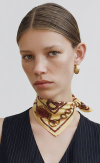 Celine Cotton Scarf  – Ivory Equestrian Chain Print