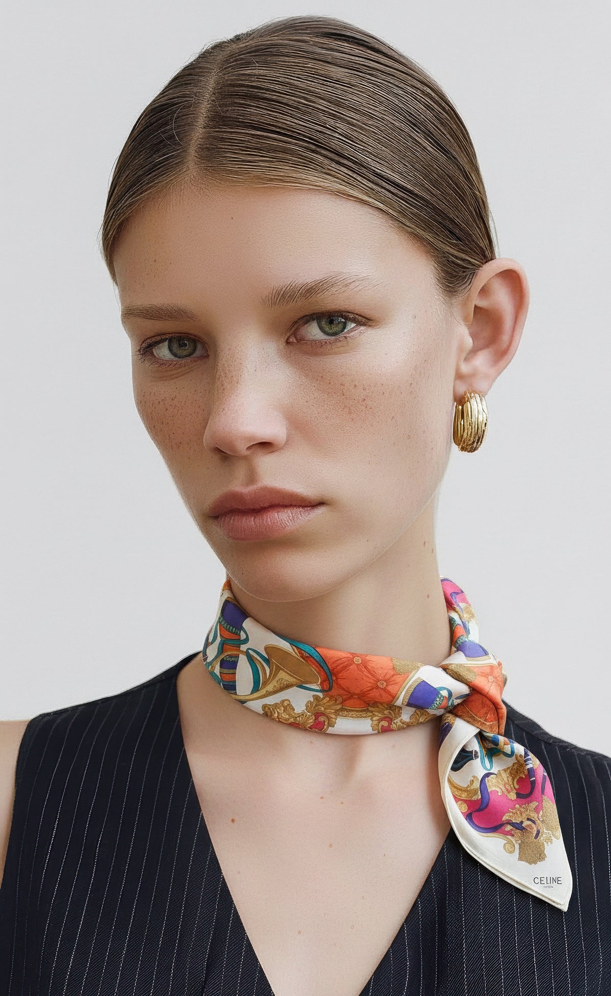 Celine Cotton Scarf  – Multicolor Ornate Print