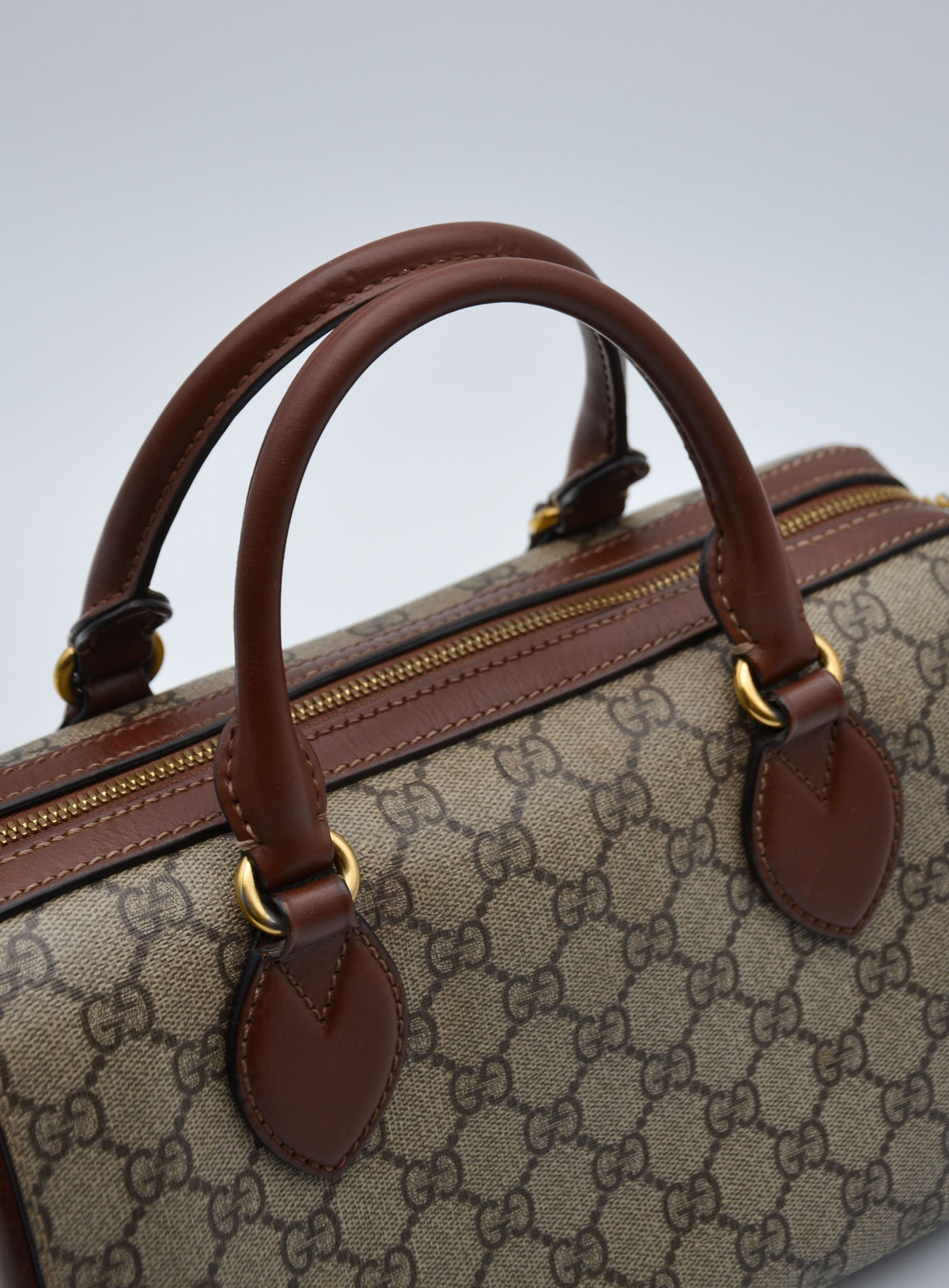 Sac Gucci Boston GG Supreme Cuir Marron Bandoulière