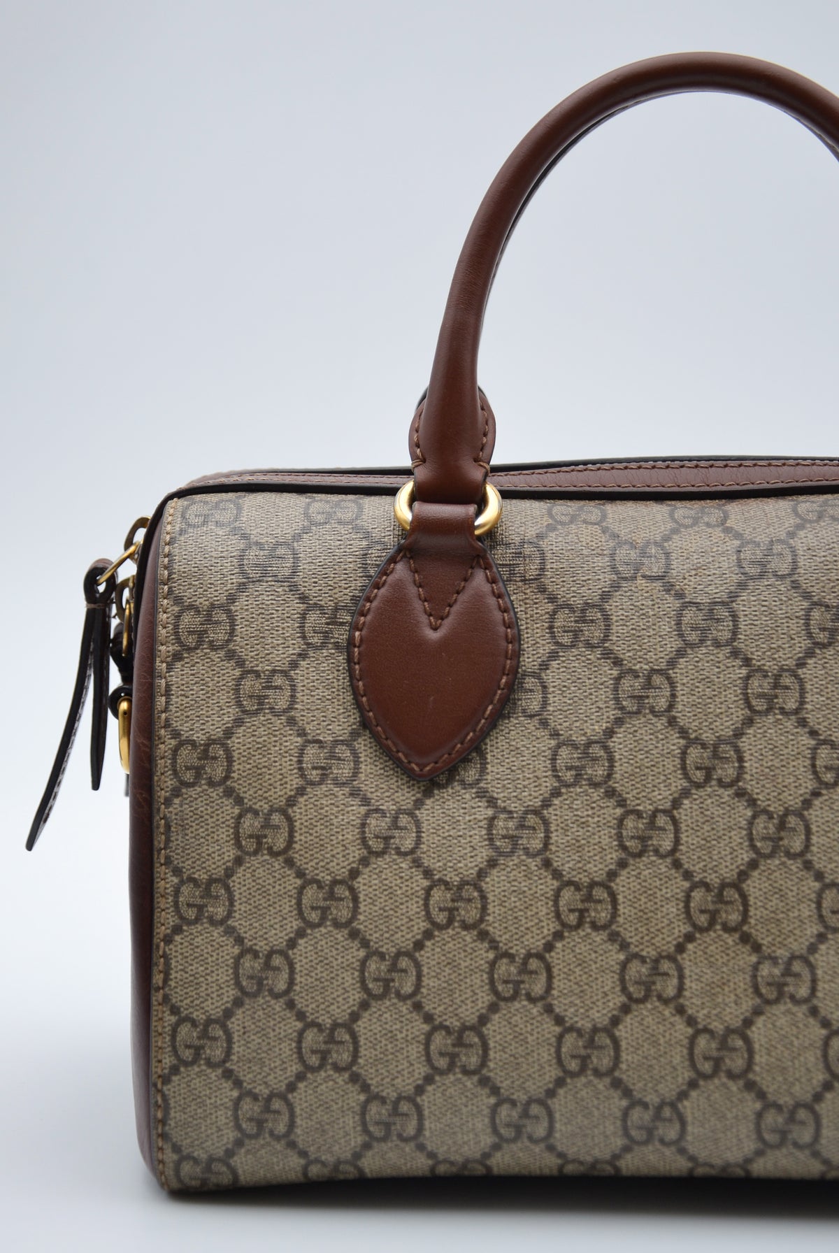 Sac Gucci Boston GG Supreme Cuir Marron Bandoulière