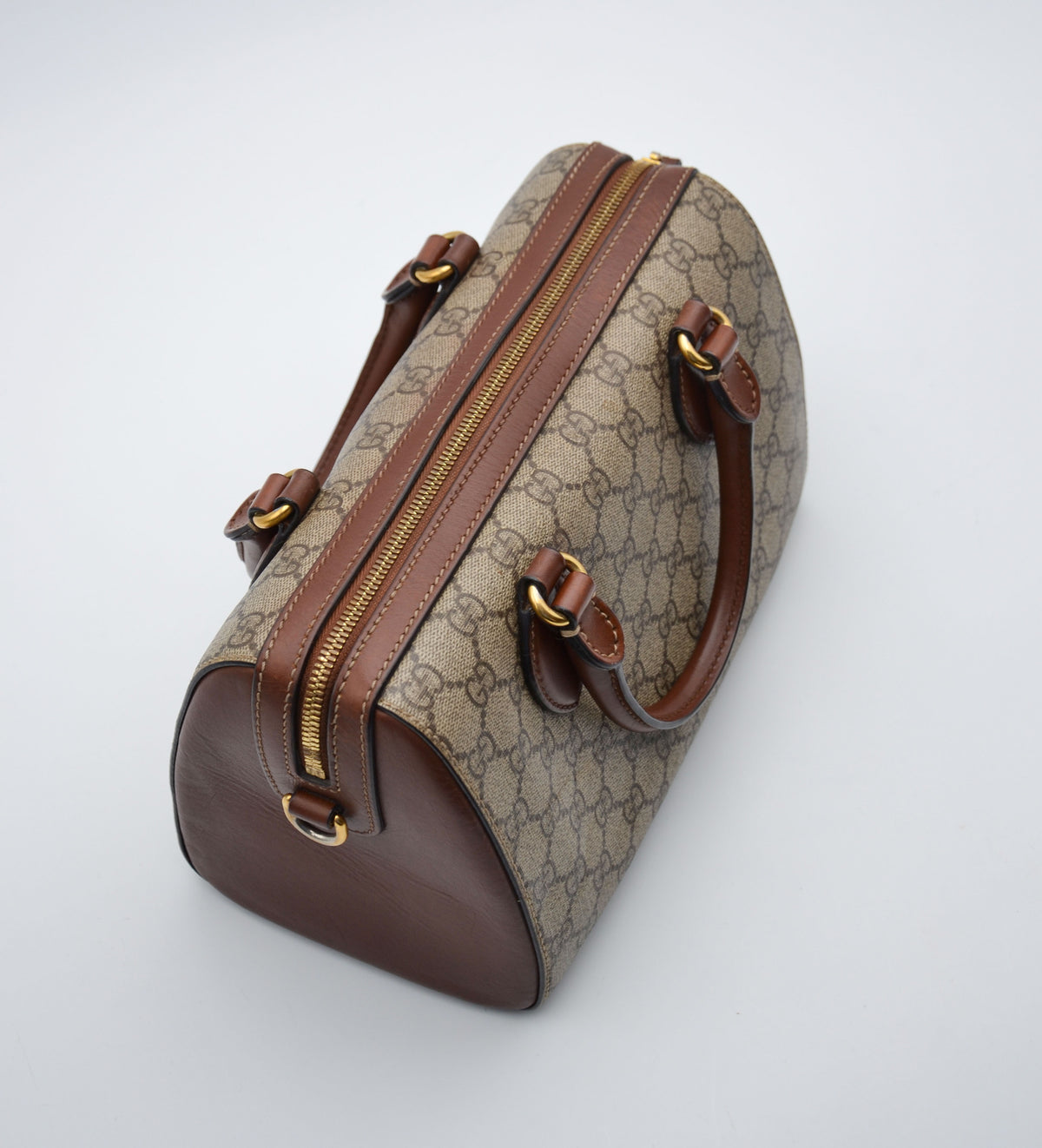 Sac Gucci Boston GG Supreme Cuir Marron Bandoulière