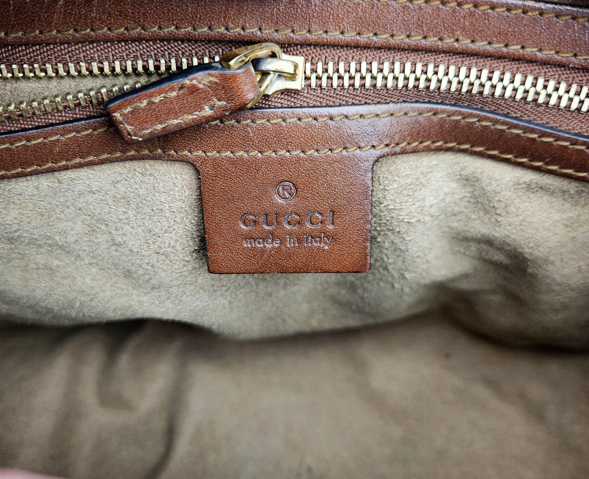 Sac Gucci Boston GG Supreme Cuir Marron Bandoulière