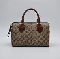 Sac Gucci Boston GG Supreme Cuir Marron Bandoulière