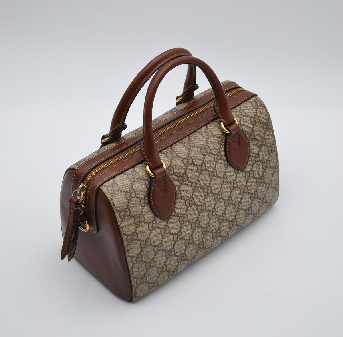 Sac Gucci Boston GG Supreme Cuir Marron Bandoulière