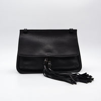 Gucci Daily Flap Cuir Grainé Noir — Pompon Bambou