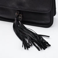 Gucci Daily Flap Cuir Grainé Noir — Pompon Bambou