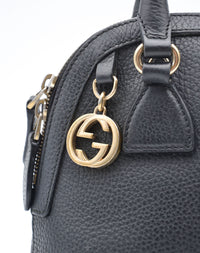 Sac Gucci Dome Cuir Grainé Noir Breloque GG