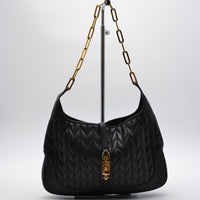 Gucci Jackie Cuir Matelassé Noir Chaîne Trombone Vintage