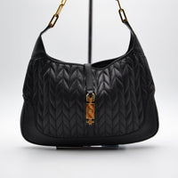 Gucci Jackie Cuir Matelassé Noir Chaîne Trombone Vintage
