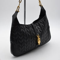 Gucci Jackie Cuir Matelassé Noir Chaîne Trombone Vintage