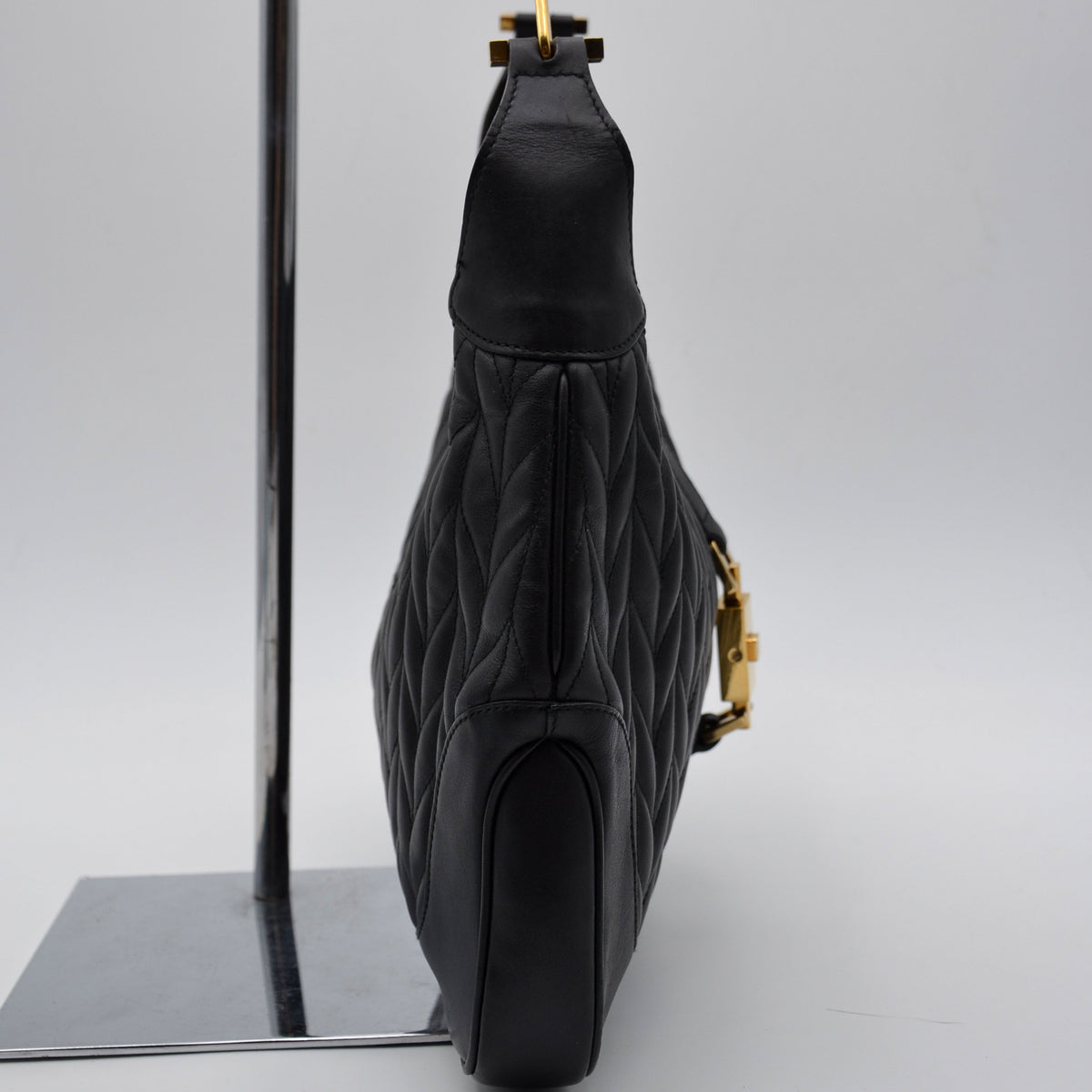 Gucci Jackie Cuir Matelassé Noir Chaîne Trombone Vintage