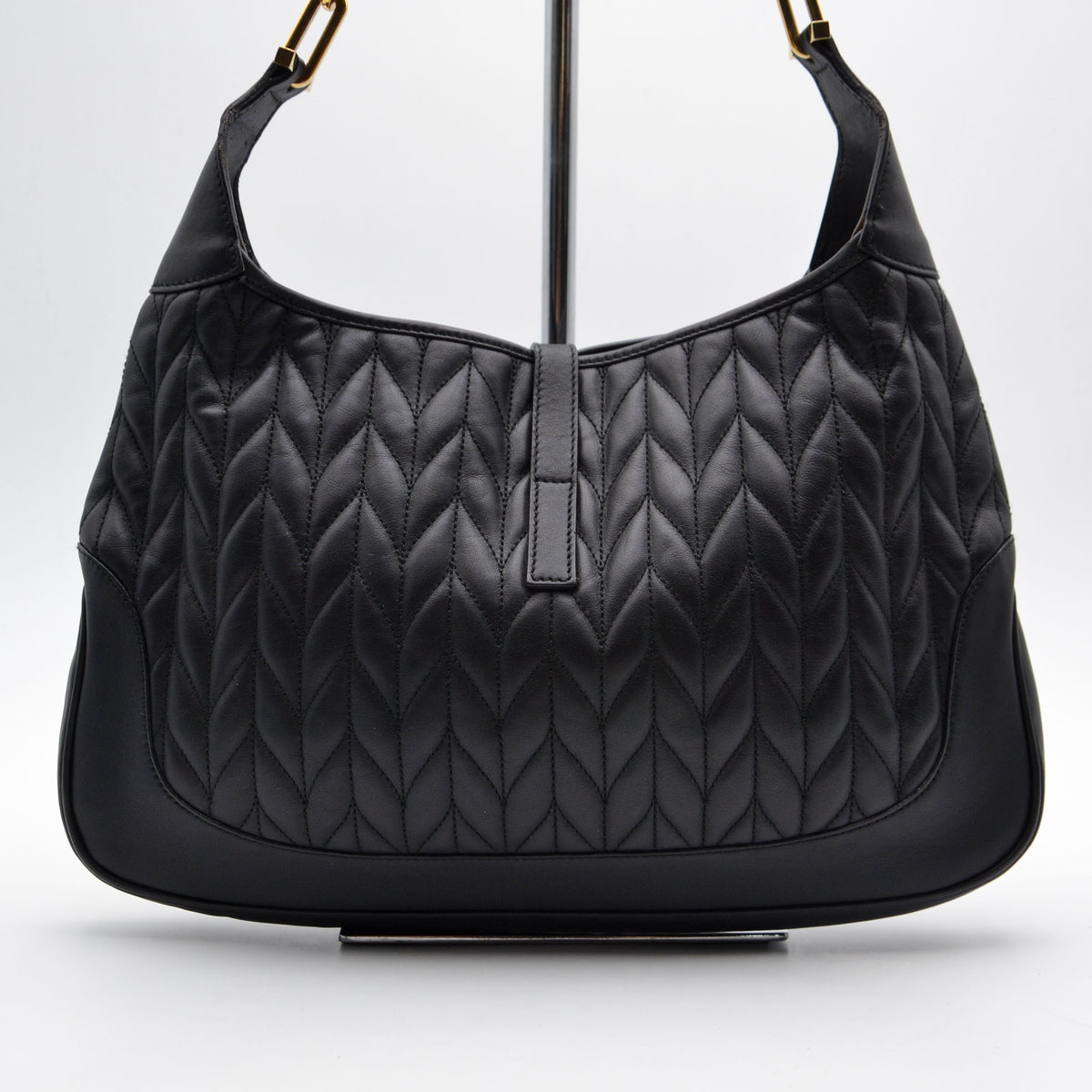 Gucci Jackie Cuir Matelassé Noir Chaîne Trombone Vintage