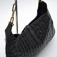 Gucci Jackie Cuir Matelassé Noir Chaîne Trombone Vintage