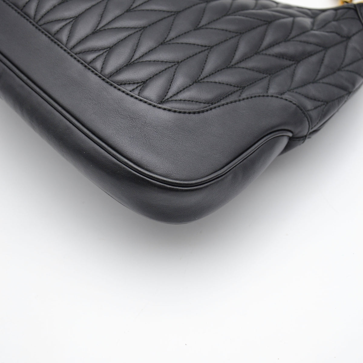 Gucci Jackie Cuir Matelassé Noir Chaîne Trombone Vintage
