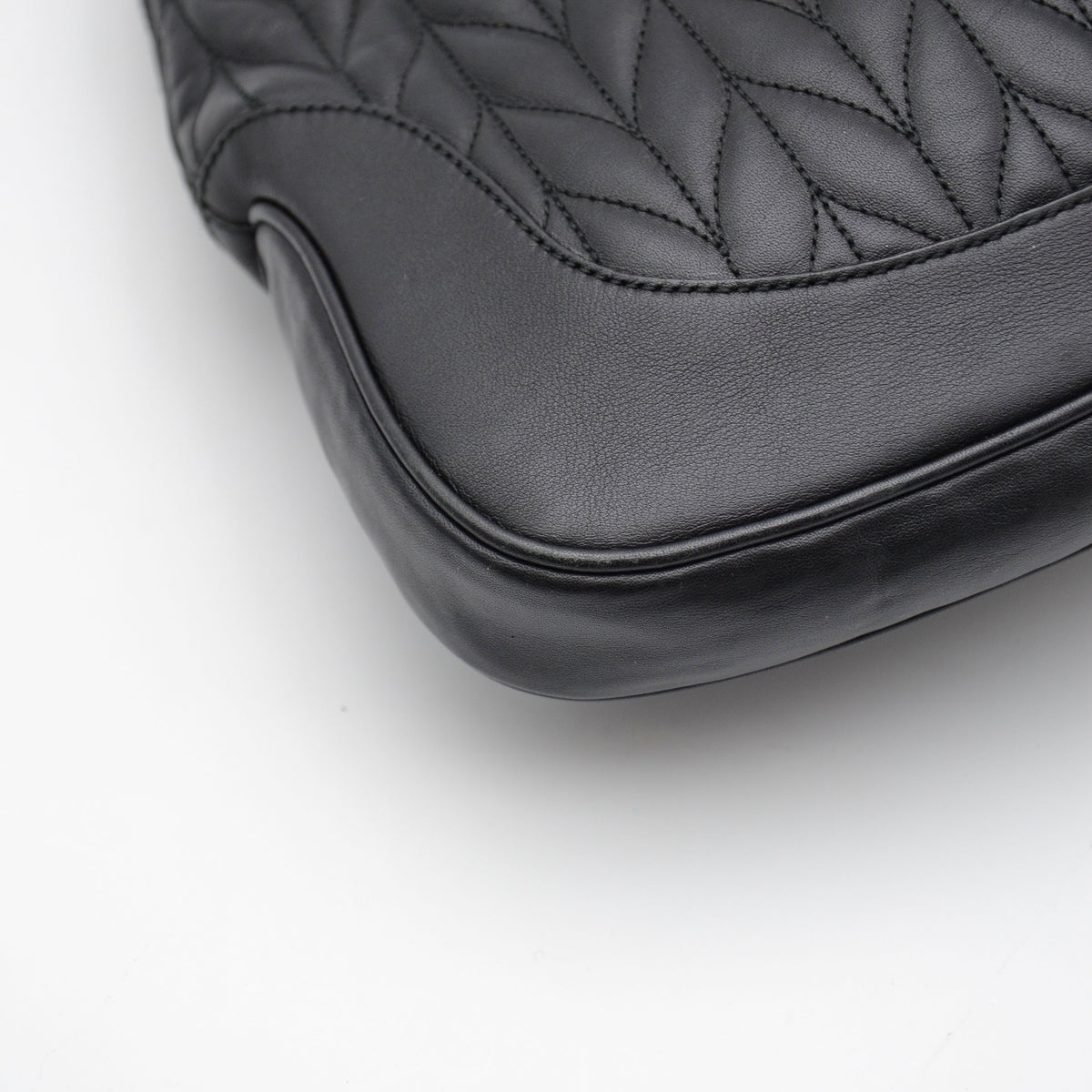 Gucci Jackie Cuir Matelassé Noir Chaîne Trombone Vintage