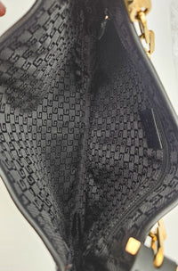 Gucci Jackie Cuir Matelassé Noir Chaîne Trombone Vintage