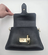 Sac Gucci Interlocking Mini Cuir Grainé Noir Chaîne Champagne