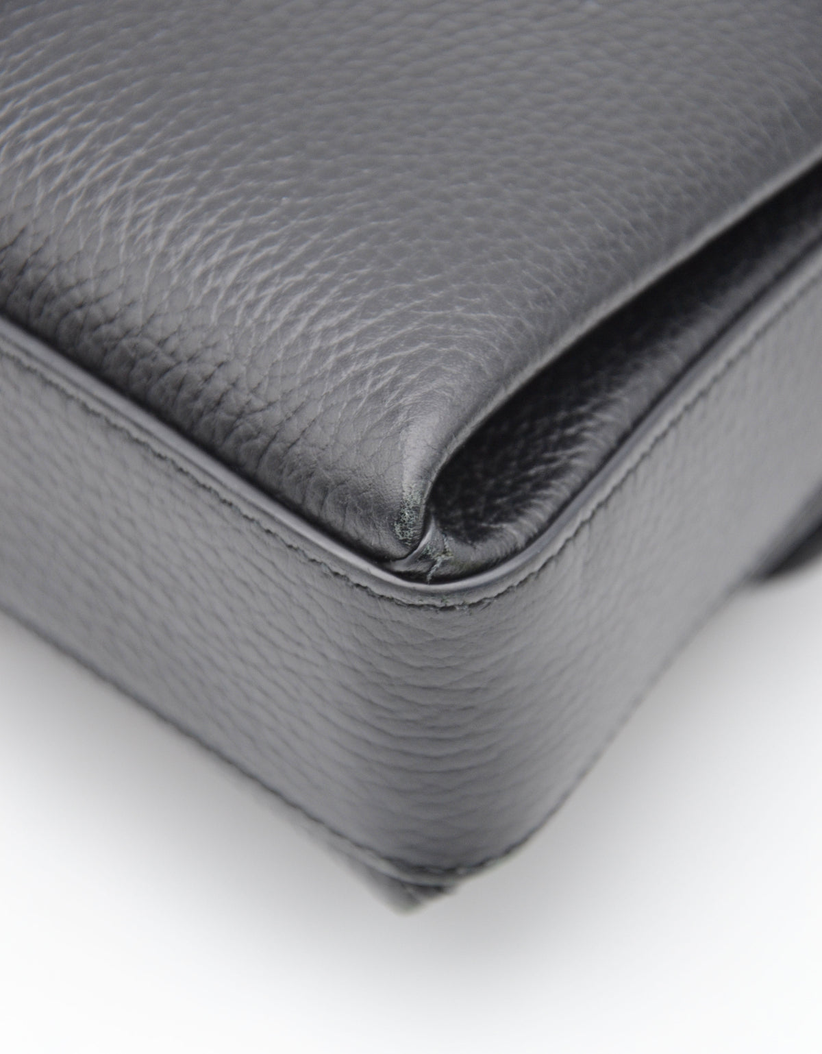 Sac Gucci Interlocking Mini Cuir Grainé Noir Chaîne Champagne