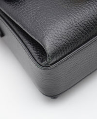 Sac Gucci Interlocking Mini Cuir Grainé Noir Chaîne Champagne